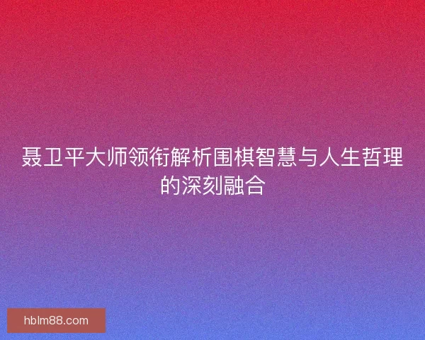 聂卫平大师领衔解析围棋智慧与人生哲理的深刻融合