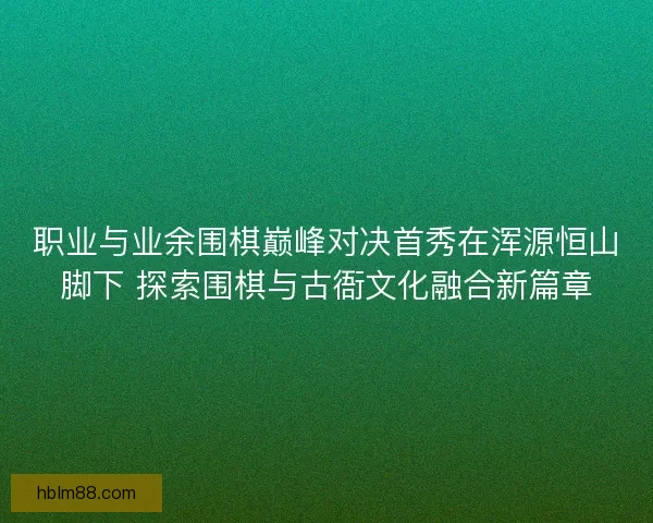 职业与业余围棋巅峰对决首秀在浑源恒山脚下 探索围棋与古衙文化融合新篇章